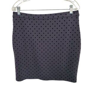 Loft Petites 10P Size 10 Skirt Knee Pencil Polka Dot Stretch Party Office Black